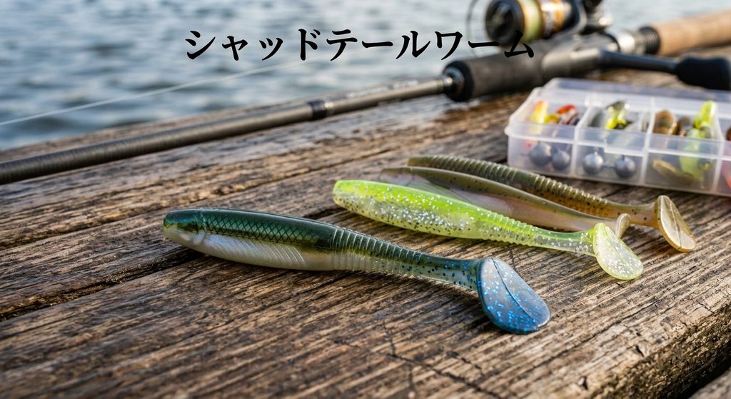 シャッドテール系のワーム。尻尾が板状になっている