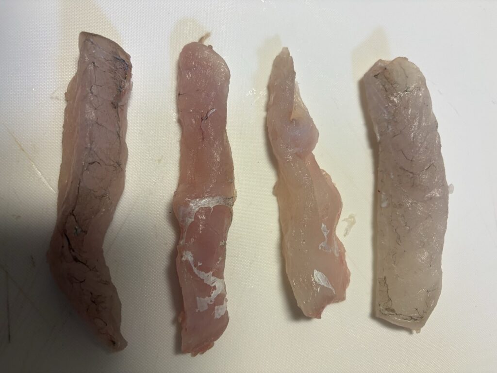 刺身用に切り分けたマゴチの身